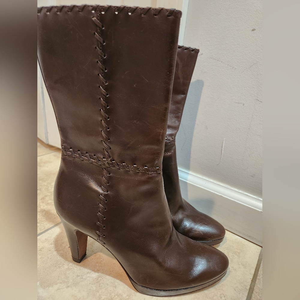 Antonio Melani chocolate brown leather boots sz 8.5M